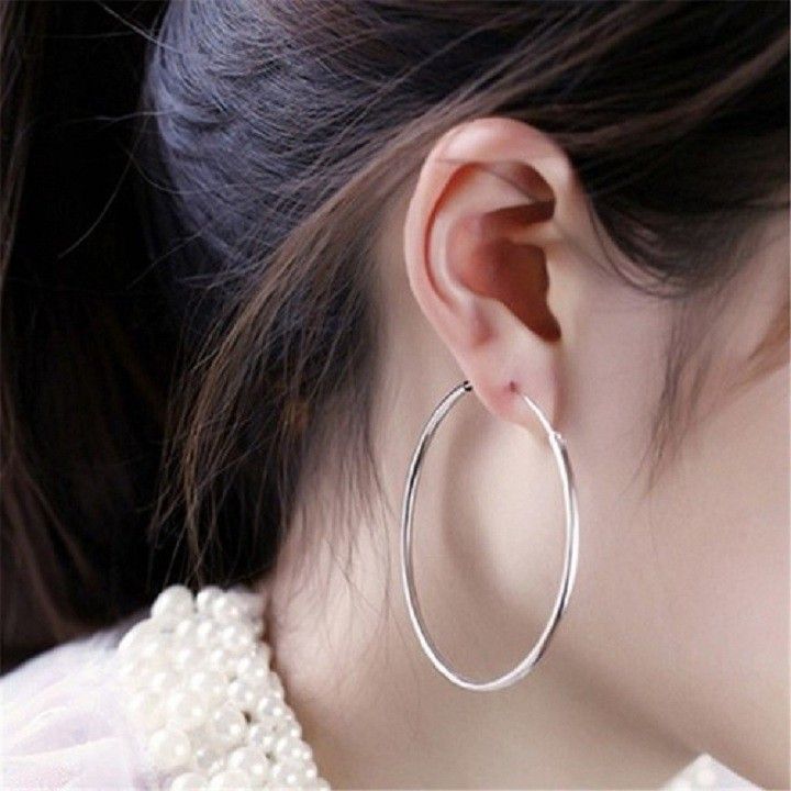 925 Sterling Silver Shinning Bold Cirlce Earrings